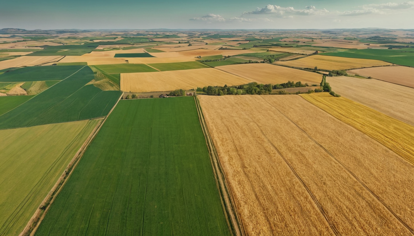 Agricultural landscape with data visualization